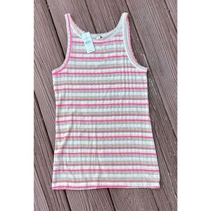 LOFT Outlet Striped Knit Tank Top‎ Pink Beige Tan Size M NWT